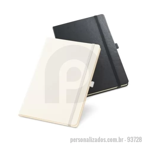 Caderno Capa Dura personalizado - Caderno A5 de capa dura com 160 páginas pautadas em cor marfim, suporte para caneta esferográfica (não inclusa) e bolso interior. 137 x 210 mm