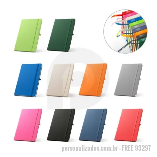 Caderno ecológico personalizado - 93297 ANNE. Caderno A5 de capa dura em poliéster 100% reciclado (100% rPET) com cantos redondos e folhas pautadas Caderno A5 de capa dura em poliéster 100% reciclado (100% rPET) com cantos redondos. Contém 80 folhas pautadas em papel cor de marfim reciclado, fita separadora, suporte para esferográfica (não inclusa) e elástico para fecho do caderno. Na parte inferior da lombada, tem impresso em branco o símbolo do rPET. 143 x 211 mm