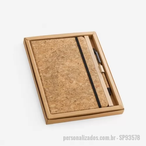 Caderno ecológico personalizado - Sofisticação sustentável para presentear com propósito. Este kit une praticidade e estilo natural, sendo perfeito para ações promocionais com foco em responsabilidade e elegância.
