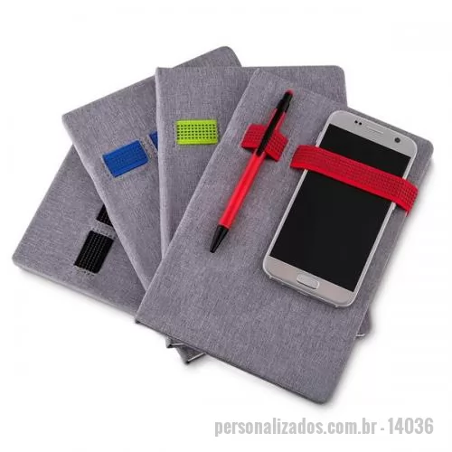 Caderno personalizado - Caderno Personalizado - 14036 - Cadderno com Porta Celular e Porta Canetas - 132878 - Caderno