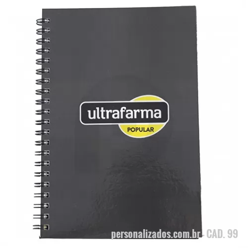 Caderno personalizado - caderno 14x20 capa dura miolo 96 folhas impressas 1x1 papel off-set 75g acabamento Wirô.