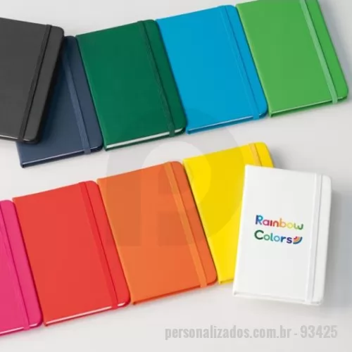 Caderno personalizado - Caderno tipo caderneta moleskine capa dura C. sintético. Bloco de anotações com 80 folhas não pautadas. 90 x 140 mm