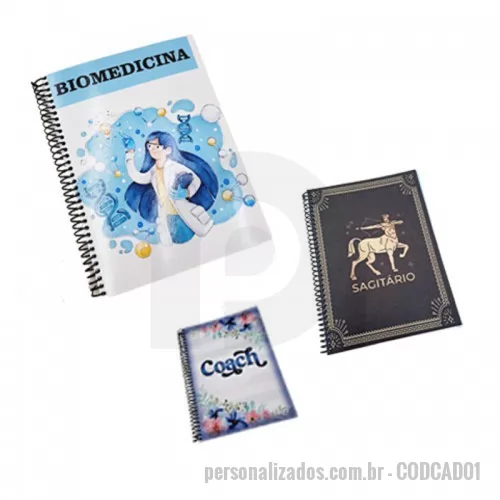 Caderno personalizado - Cadernetas, cadernos 1/4  e universitários de 48 fls a 200 fls com capa dura ou flexíveis, pequenas quantidades em 24hs