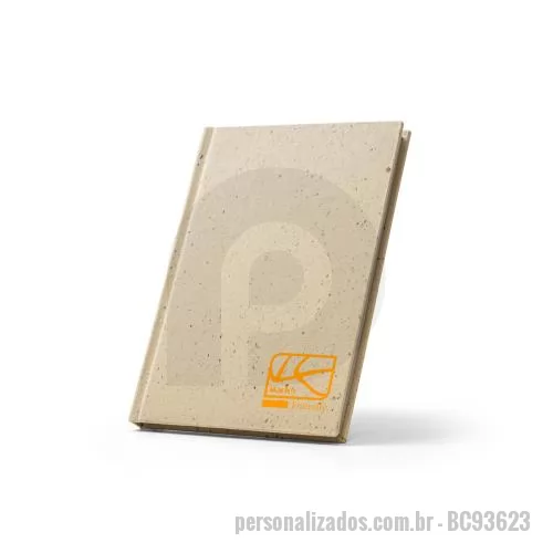 Caderno personalizado - Caderno A5 de capa dura em resíduos de cevada 25% e pedaços de algodão reciclado 75%. O interior com 80 folhas pautadas de papel cevada 100% reciclada. Um caderno que se distingue por dar uma segunda vida a materiais que podem ser reciclados. 145 x 2