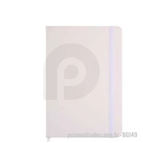 Caderno personalizado - Bloco de anotações A5 pautado, 80 folhas, elástico e capa rígida.