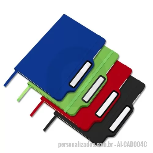 Caderno personalizado - Caderno de anotações com suporte para caneta, capa dura em PU, miolo 80 folhas não pautado na cor branca.  Acompanha caneta/lápis infinito (ponta dupla) feito em corpo plástico.  Lápis infinito em liga metálica, sem necessidade de apontar.