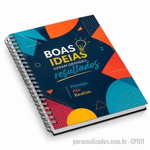 Caderno personalizado - Caderno Fotolux laminação fosca. Miolo branco pautado sem marca d'agua com 96 folhas, 192 paginas, incluso adicional 8 paginas iniciais sendo: Dados pessoais, calendário, planejamento anual e trimestral. Fechamento wire-o. Incluso Personalização em impressão ate 04 cores na capa e contra capa. Medidas 15 x 21!