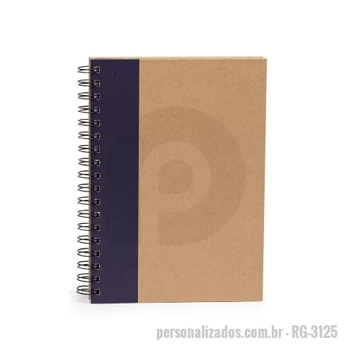Caderno personalizado - Caderno com capa kraft e espiral metálico. Possui aproximadamente 85 folhas brancas pautadas e folhas destinadas aos dados pessoais, calendário de 2024 à 2026, planejamento e contatos.