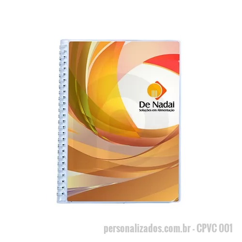 Caderno personalizado - Cadernos capa Dura em PVC Cristal - formato 165x235 - quantidade mínima de 100 cadernos