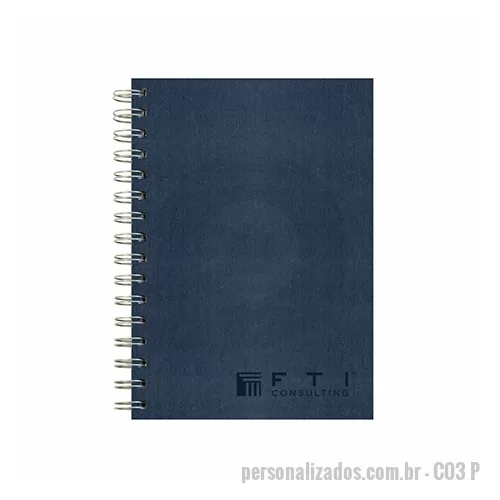 Caderno personalizado - Caderno em Percalux - formato 150x210mm - gravação baixo relêvo - quantidade mínima de 100 cadernos