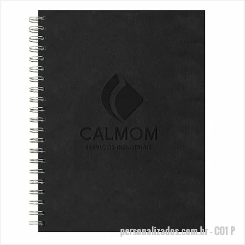 Caderno personalizado - Caderno em Percalux - formato 210x280mm - gravação baixo relêvo - quantidade mínima de 100 cadernos