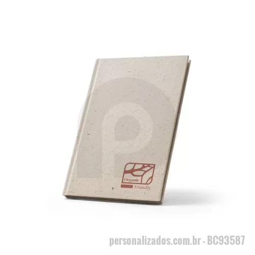 Caderno reciclado personalizado - Caderno A5 em matéria orgânica de elefante (95%) e algodão de trapo (5%) com páginas pautadas reciclado