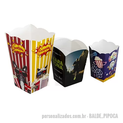 Caixa para pipoca personalizada - BALDE DE PIPOCA DE MATERIAL LEVE E RESISTENTE.  DIVERSOS TAMANHOS E PODE SER PERSONALIZADO COM ATÉ 04 CORES