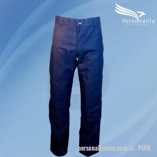 Calça jeans personalizada - Calça jeans masculina, modelo tradicional, com jeans de alta qualidade e durabilidade, podendo ainda ser personalizada com seu logotipo (silk ou bordado), disponível dos tamanhos 36 ao 60