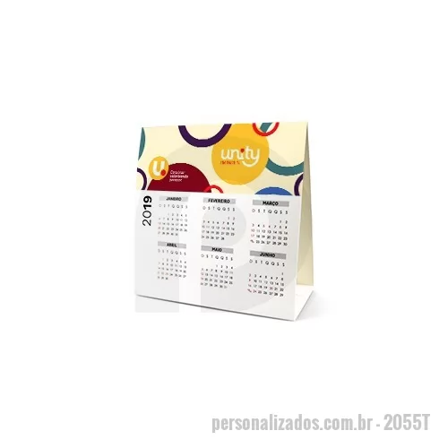 Calendário de mesa personalizado - Calendário triangular em triplex 300gr Medida 16x16,5x8mm