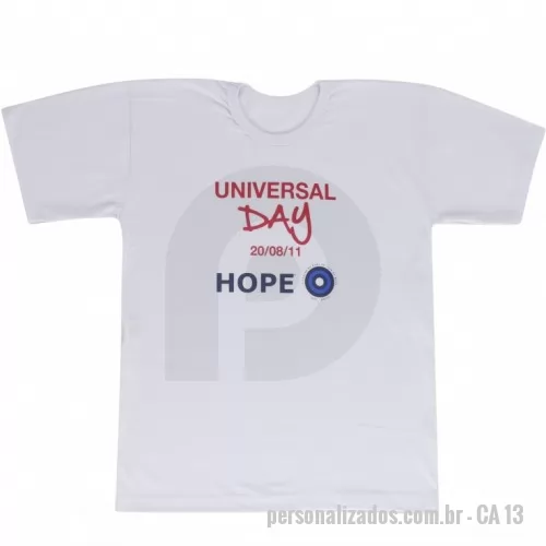 Camisa personalizada - Camiseta malha 100% algodão ou PV