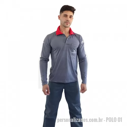 Camisa polo personalizada - Camiseta gola polo masculina manga longa. Podendo ser em diversos tecidos, e com opção de personalizar a sua logo e detalhes.