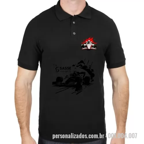 Camisa polo personalizada - Camiseta Polo. Baby look Piquet PA : Malha Fio 30.1 - 180g/m² - 50% poliéster e 50% algodão.  Polo Clássica: Malha: Fio 30.1 , cardado, 160g/m² - 100% algodão. Polo baby look Clássica: Malha Fio 30.1, cardado - 160g/m² - 100% algodão. Polo Piquet PA: Malha: Fio 30.1 - 180g/m² - 50% poliéster e 50% algodão. Silkscreen ou bordado.Personalização: Silkscreen ou bordado. Tamanho: P ao GG