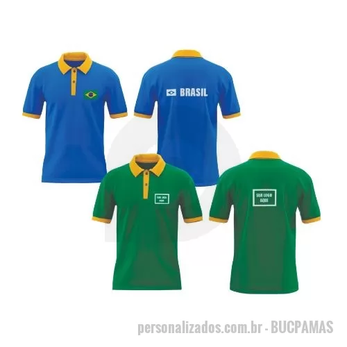 Camisa polo personalizada - Camiseta Modelo Pólo Masculina / Unissex produzida em Malha Piquet disponível em cores, 100% algodão, fio 30/1 e gramatura 200, tamanhos P, M, G e GG, logotipo bordado em cores com até 5.000 pontos incluso, embalado em saco plástico individual lacrado em caixa múltipla de papelão.