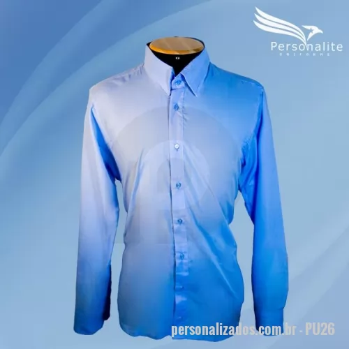 Camisa Social personalizada - Camisa social masculina, modelo com manga longa, com tecido de alta qualidade e durabilidade, disponível em diversas cores e com tamanhos do P ao XG. Podendo ainda ser personalizada com seu logotipo em bordado