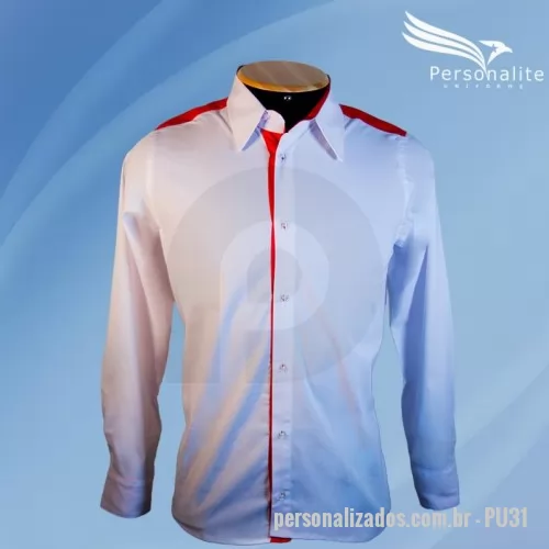 Camisa Social personalizada - Camisa social masculina, modelo com recorte, com tecido de alta qualidade e durabilidade, disponível em diversas cores e com tamanhos do P ao XG. Podendo ainda ser personalizada com seu logotipo em bordado
