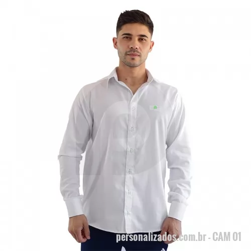 Camisa Social personalizada - Camisa social masculina de manga longa. Podendo ser em diversos tecidos, e com opção de personalizar a sua logo e detalhes.