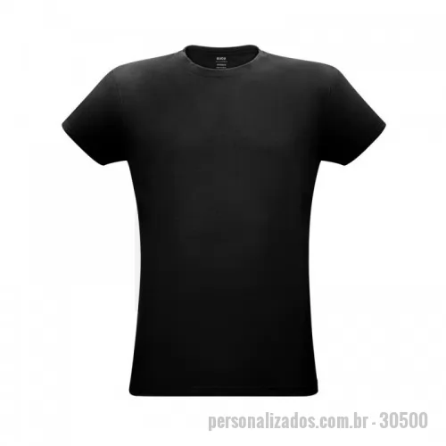 Camiseta personalizada - Camiseta unissex de corte regular em malha 100% algodão (170 g/m2) com fio 30/1 penteado. Com gola em ribana 1,5x1,5 com fita de reforço e com costura dupla nas mangas, barra de fundo e laterais. Tamanhos: P, M, G, GG, XGG