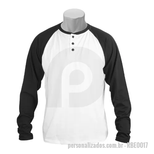 Camiseta personalizada - Camiseta Gola Portuguesa, Manga Longa em Malha de Algodão 30.1 