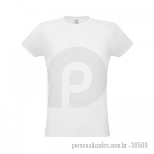 Camiseta personalizada - Camiseta unissex de corte regular em malha 100% algodão 135 g/m2 com fio 30/1 misto. Com gola em ribana 1,5x1,5 com fita de reforço e com costura dupla nas mangas, barra de fundo e laterais. Tamanhos: P, M, G, GG