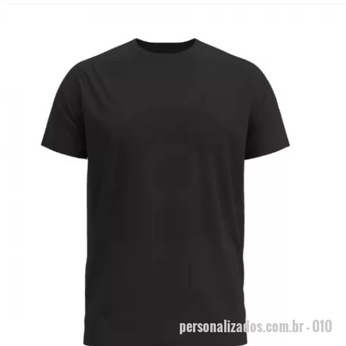 Camiseta personalizada - Camiseta Preta Malha PV Manga Curta Gola Redonda