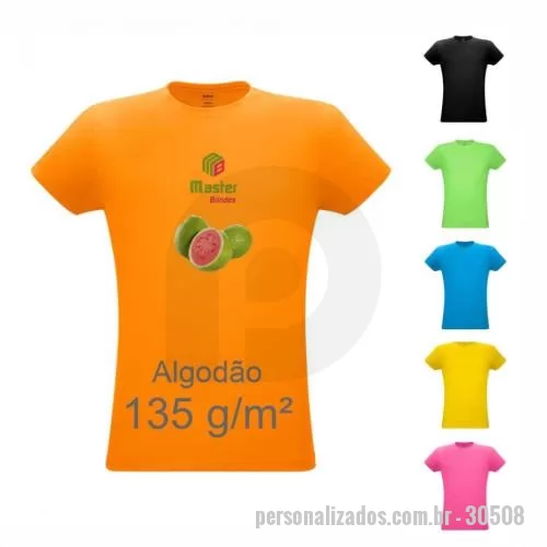 Camiseta personalizada - Camiseta unissex de corte regular em malha 100% algodão  135 g/m2  com fio 30/1 misto. Com gola em ribana 1,5x1,5 com fita de reforço e com costura dupla nas mangas, barra de fundo e laterais. Tamanhos: P, M, G, GG, XGG