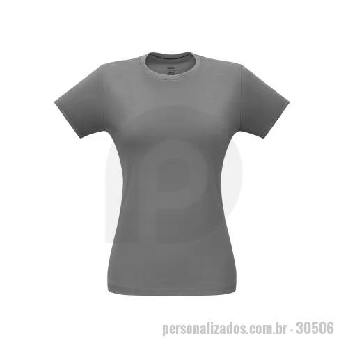 Camiseta personalizada - Camiseta feminina de corte cinturado em malha 100% algodão (165 g/m2) com fio 30/1 misto. Com gola em ribana 1x1 com fita de reforço e com costura dupla nas mangas, barra de fundo e laterais. Produto contém certificação ABVTEX . Tamanhos: P, M, G, GG  Caixa exterior (m): 0,190X0,460X0,556 Peso da caixa (Kg.): 8.400 Peso do Produto (g.): 1 Caixa Exterior (Un.): 50 Caixa interior (Un.): 25 NCMS: 61091000 Packing individual: Polybag de 10 un. Packing após gravação: Polybag Certificados: ABVTEX País de origem: Brasil