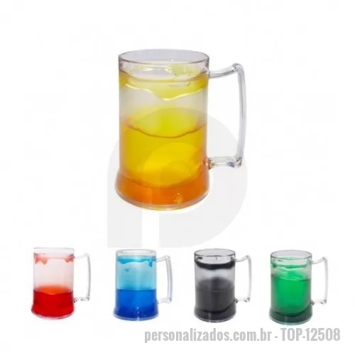 Caneca com gel personalizada - Caneca acrílica 400ml com gel térmico, congelar apenas de boca para baixo no máximo 48hs a cada congelamento.