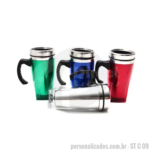 Caneca de Alumínio personalizada - Canecas em Aluminio Promocional, Peso 212 gramas, Capacidade 450 ml, Materia Prima Aço inox revestido com acrílico, Dimensões 18,0 x 11,5 x 8,0 cm, Cor Transparente, vermelho, azul e verde