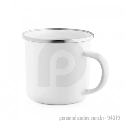 Caneca de Alumínio personalizada - Caneca em esmalte para sublimação. Capacidade até 350mL. Certificação EU Food Grade. Fornecida em caixa branca. Ø87 x 80 mm