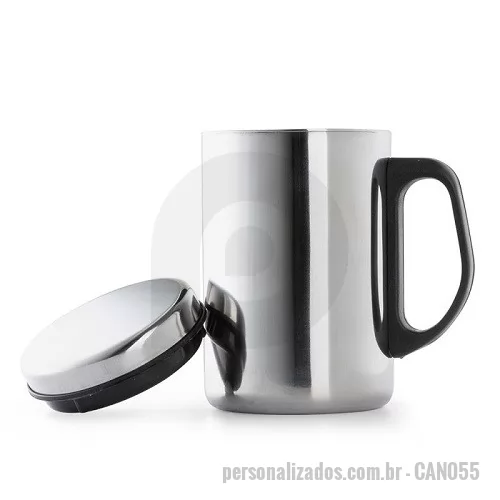 Caneca de Alumínio personalizada - Caneca Metal com Tampa com Vedação