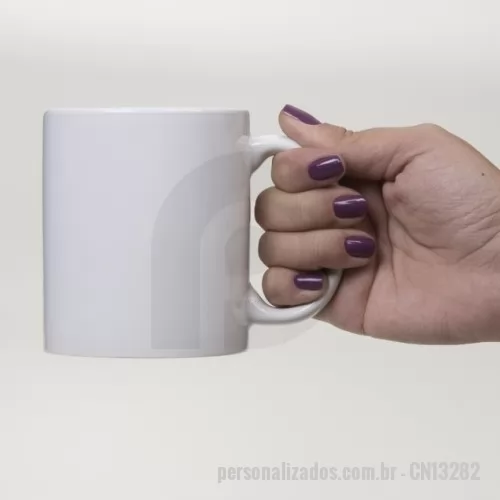 Caneca de cerâmica personalizada - Caneca de cerâmica Personalizada - CN13282 - Caneca cerâmica de 330ml branca, ideal para sublimação. - 153954 - Caneca de cerâmica