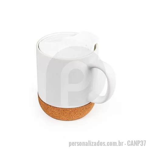 Caneca de chopp personalizada - Caneca de Porcelana com Tampa e Cortiça Personalizada