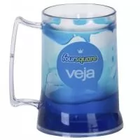 Caneca de Chopp com gel 500ml, material: PP, Tamanho: Altura - 13,5cm, Diâmetro boca - 8,5cm, Diâmetro fundo - 10cm