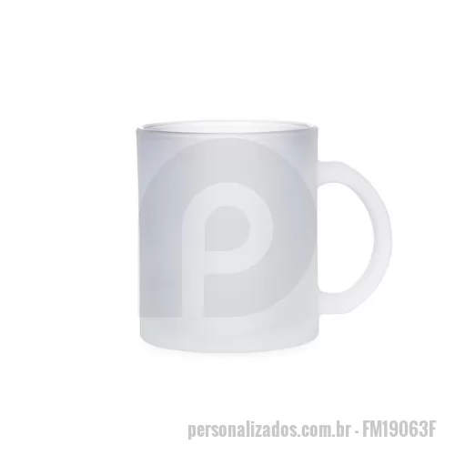 Caneca de vidro personalizada - Descrição: Caneca em vidro com acabamento fosco e capacidade para até 350ml.  Altura :  9,5 cm  Largura :  11,3 cm  Circunferência :  25,3 cm  Medidas aproximadas para gravação (CxL):  8 cm x 7 cm  Peso aproximado (g):  336