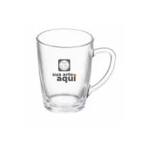 Caneca de vidro. 300ml Medidas aproximadas: ø 8cm x 10,5cm Alt.