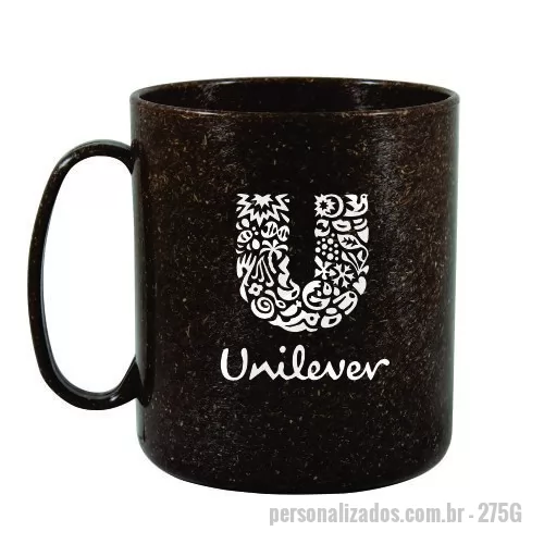 Caneca ecológica personalizada - Capacidade para 400 ml. Caneca redonda Eco Sustentável feita com 50% de fibra natural de coco ou madeira e 50% de Plástico Premium (PP), reduzindo a quantidade de plástico e reaproveitando resíduos renováveis. Design moderno e acabamento impecável, feito em material atóxico e resistente ao microondas e máquina de lavar.