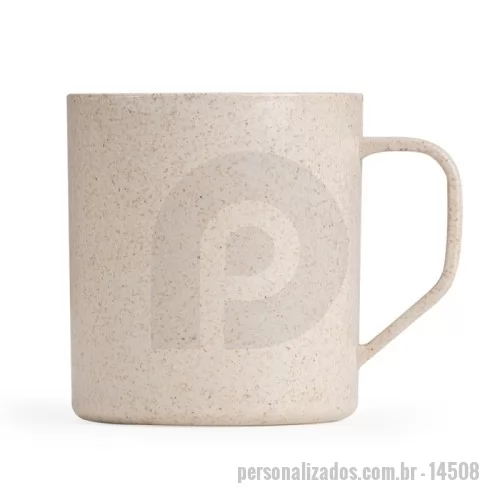 Caneca ecológica personalizada - Caneca fibra de arroz com capacidade de 400ml, livre de BPA.