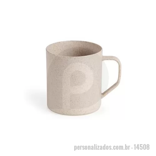 Caneca ecológica personalizada - Caneca plástica de fibra de arroz com capacidade de 400 ml, livre de BPA. Altura : 9,4 cm Largura : 11,4 cm Circunferência : 26,6 cm Peso aproximado g : 50