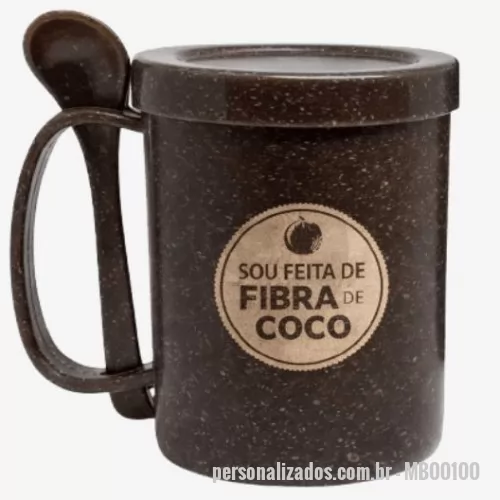 Caneca ecológica personalizada - Caneca de Fibra de Coco com tampa, produzida a partir de fibras naturais que reduzem significativamente o uso de plástico. Leve, resistente e com visual rústico moderno, mantém sua bebida protegida e prática para o dia a dia. Um brinde sustentável que transforma resíduos em um produto funcional e elegante. Ideal para empresas que desejam personalizar e reforçar compromisso ambiental com autenticidade. Solicite seu orçamento! Medidas: 9,5 cm de altura x 7,5 cm de diâmetro Gravação 5x5 cm Acompanha colher e tampa.