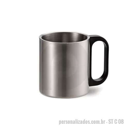 Caneca personalizada - Canecas Térmicas Personalizadas, Peso 76 gramas, Capacidade 180 ML, Materia Prima Inox, Cor Prata, Dimensões 8 x 22,5 cm