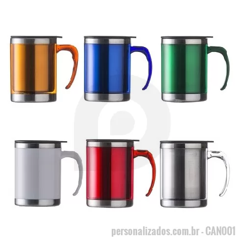 Caneca personalizada - Caneca Metal com Tampa Plástica