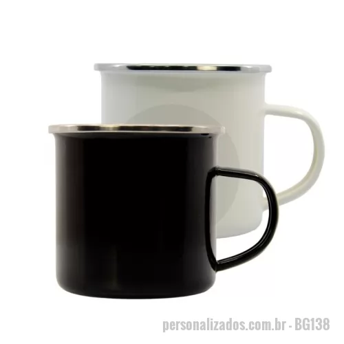 Caneca personalizada - Caneca em metal esmaltado com capacidade de 350ml.