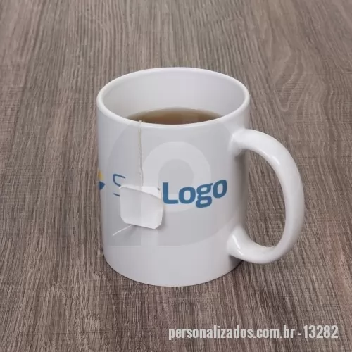 Caneca personalizada - Caneca Personalizada - 13282 - Caneca cerâmica de 330ml branca, ideal para sublimação.  Altura: 9,6 cm Largura: 11,8 cm Circunferência: 25,8 cm - 179873 - Caneca