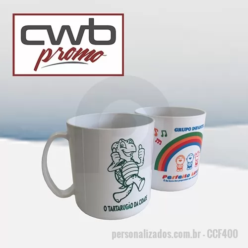 Caneca personalizada personalizada - PRODUTO: Caneca para Café MEDIDAS: 9,4 de altura x 8,7 de diâmetro CAPACIDADE: 400 ml MATERIAL: Polipropileno PERSONALIZAÇÃO: Silk ou Transfer CORES: Diversas